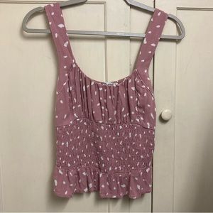 Abercrombie and Fitch Pink Polka Dot Milk Maid Tank Top